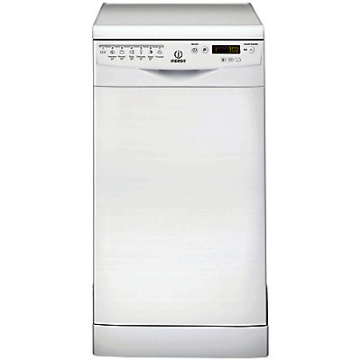 Indesit DSR57B Freestanding Slimline Dishwasher, White Indesit DSR57B Freestanding Slimline Dishwasher, White
